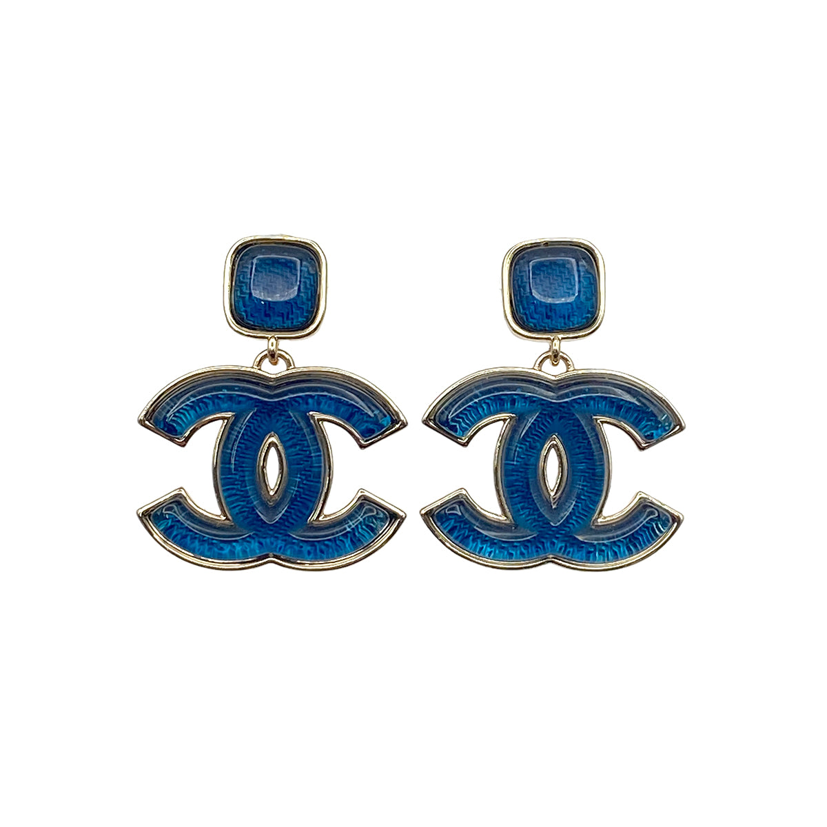 CHANEL EARRINGS SWING COCO MARK BLUE ACCESSORY B24B 90269902