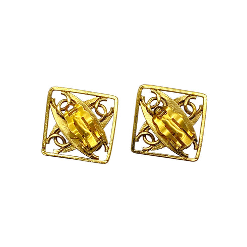 CHANEL VINTAGE EARRINGS COCO MARK SQUARE TIGER EYE ACCESSORY 23 90269914 - PURPOSE