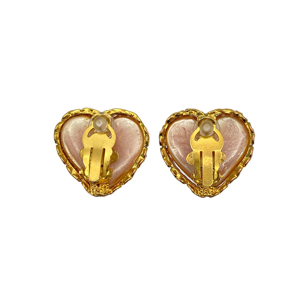 CHANEL VINTAGE EARRINGS COCOMARK HEART FAUX PEARL ACCESSORY 28 90269934