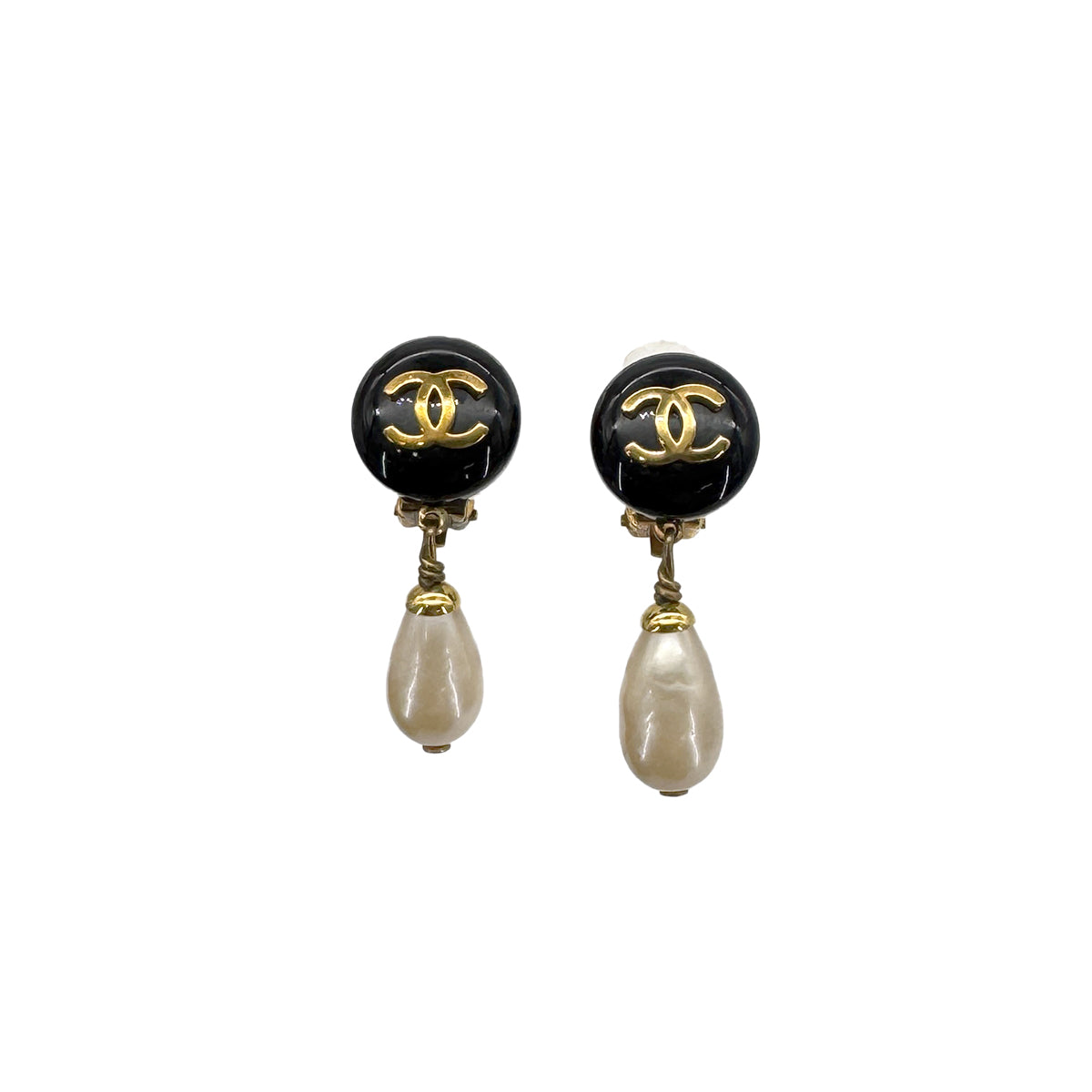 CHANEL VINTAGE EARRINGS COCOMARK FAUX PEARL SWING ACCESSORY 93A 90270323