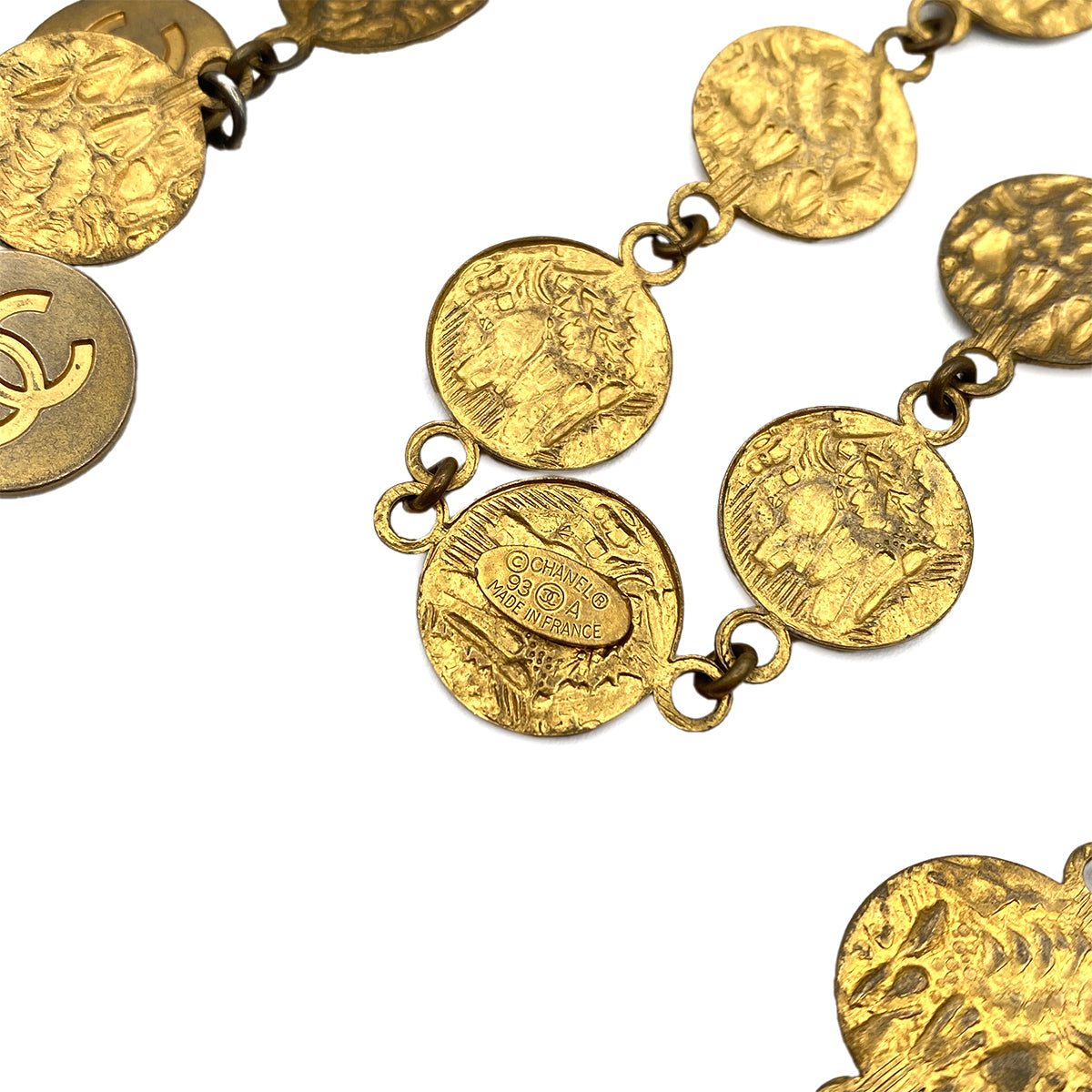 CHANEL VINTAGE NECKLACE COIN MOTIF ACCESSORY 93A 90270343