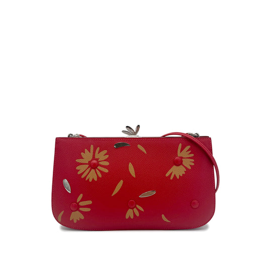HERMES SAC A MALICE RED VEAU EPSOM FLOWER SHOULDER BAG □L 90270352