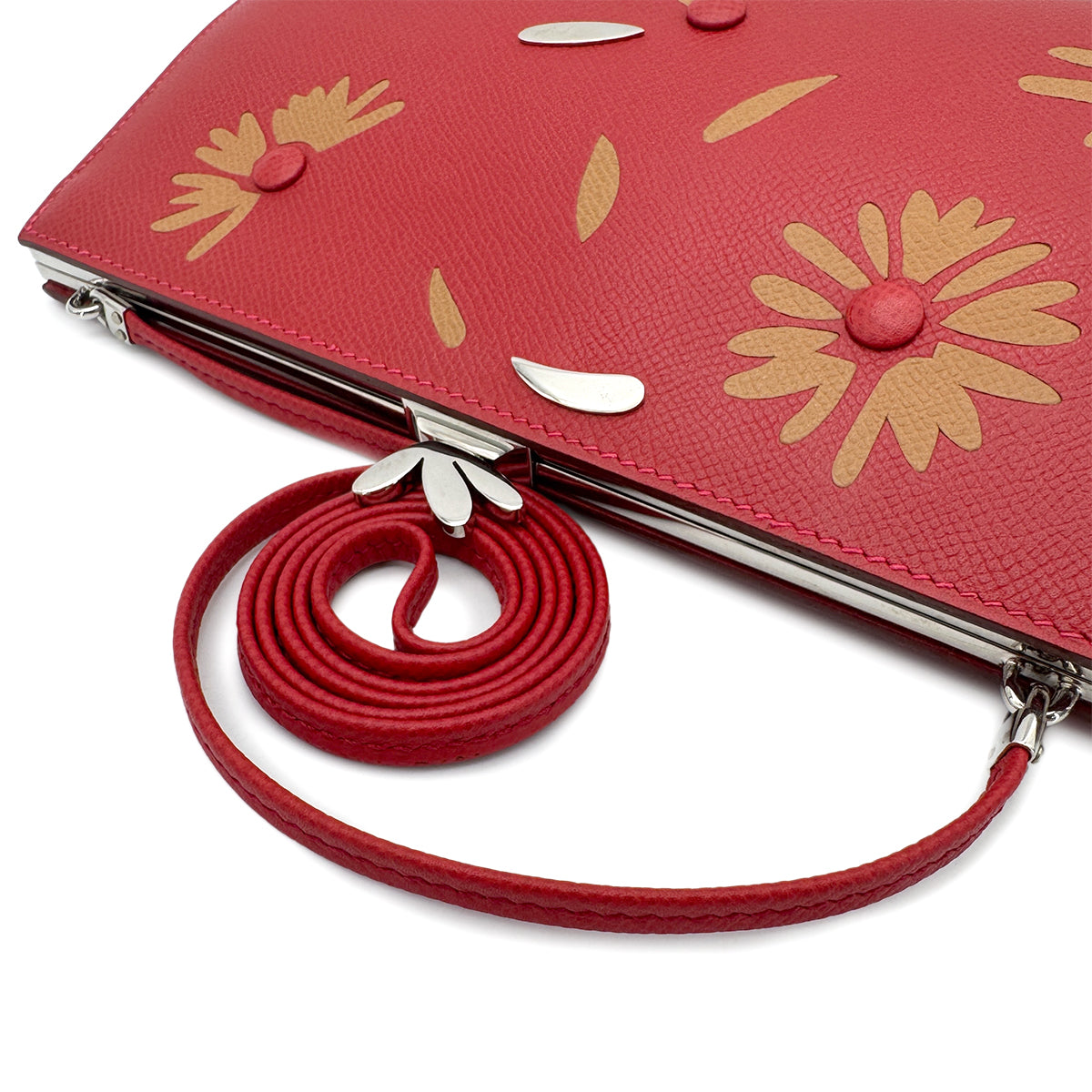 HERMES SAC A MALICE RED VEAU EPSOM FLOWER SHOULDER BAG □L 90270352