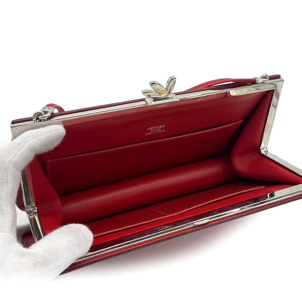 HERMES SAC A MALICE RED VEAU EPSOM FLOWER SHOULDER BAG □L 90270352