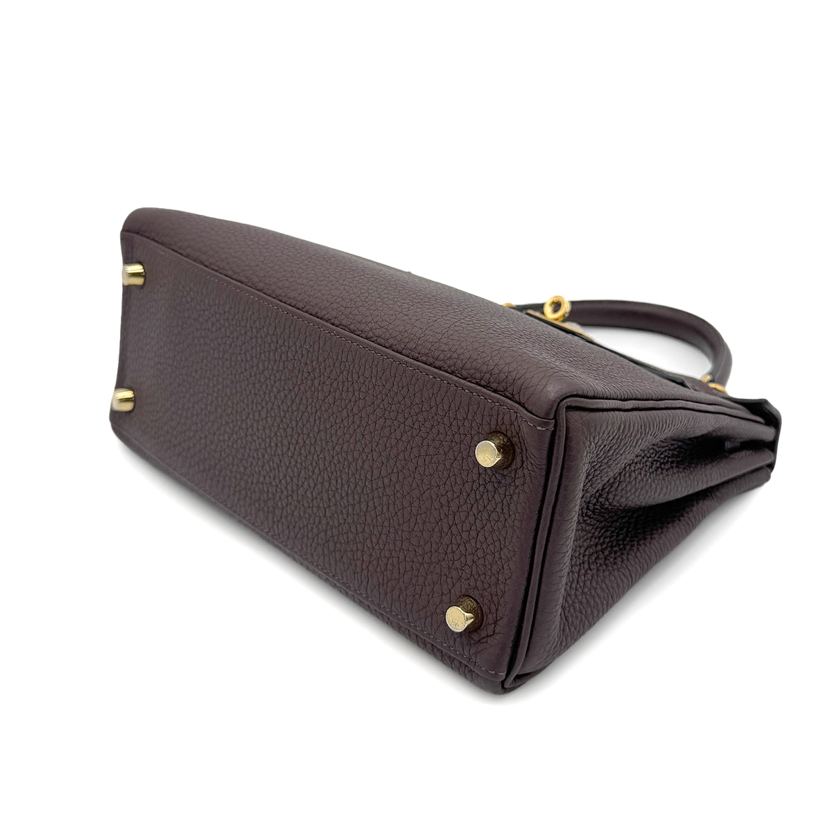 HERMES KELLY 25 RETOURNE BROWN TOGO HAND SHOULDER BAG D GHW SPO 90270353