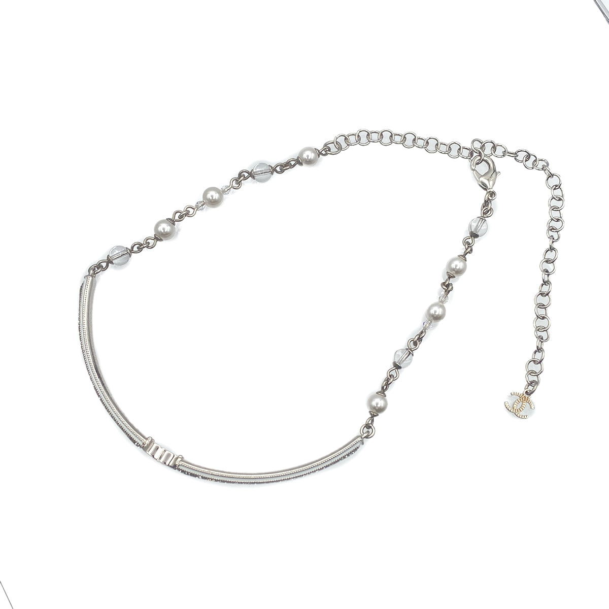CHANEL NECKLACE CHOKER COCOMARK RHINESTONE FAUX PEARL ACCESSORY A25C 90270357