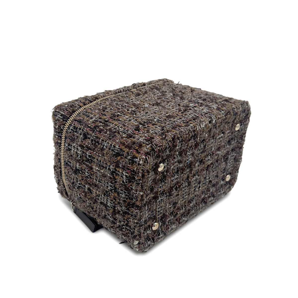 CHANEL VANITY HAND CHAIN SHOULDER BAG BROWN TWEED 90270367