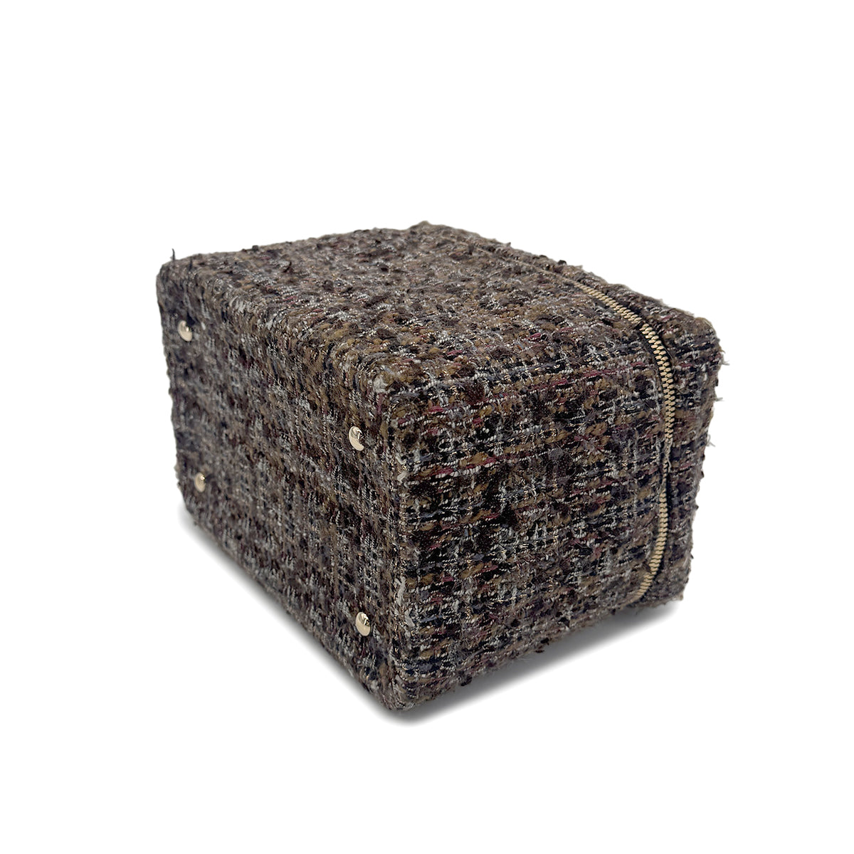 CHANEL VANITY HAND CHAIN SHOULDER BAG BROWN TWEED 90270367