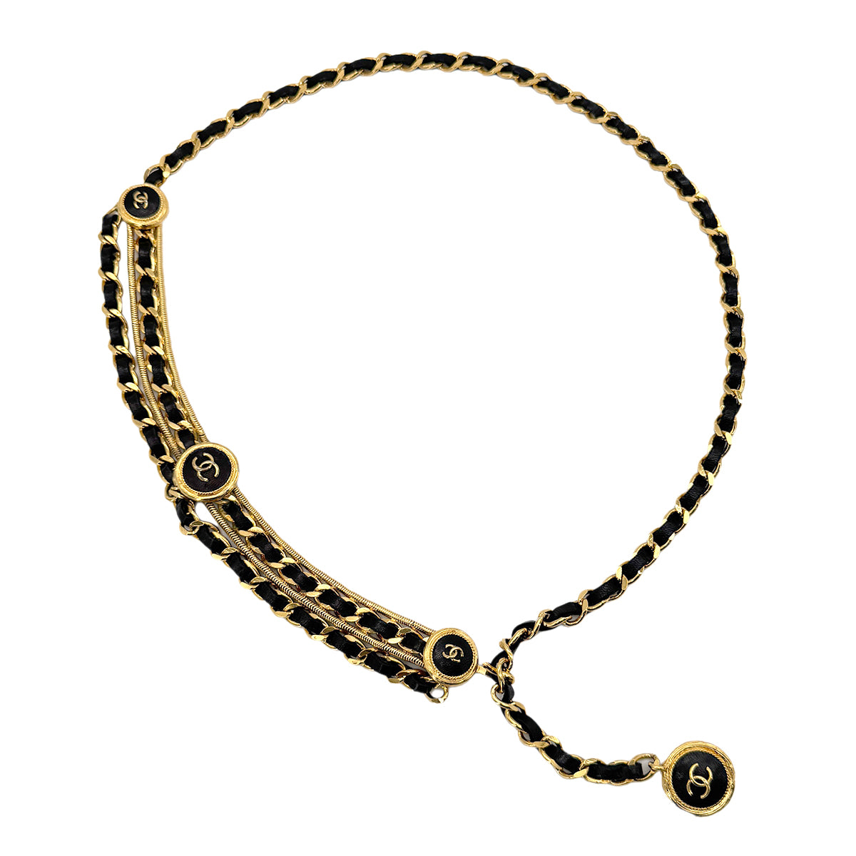 CHANEL VINTAGE CHAIN BELT LEATHER COCOMARK ACCESSORY 90270392