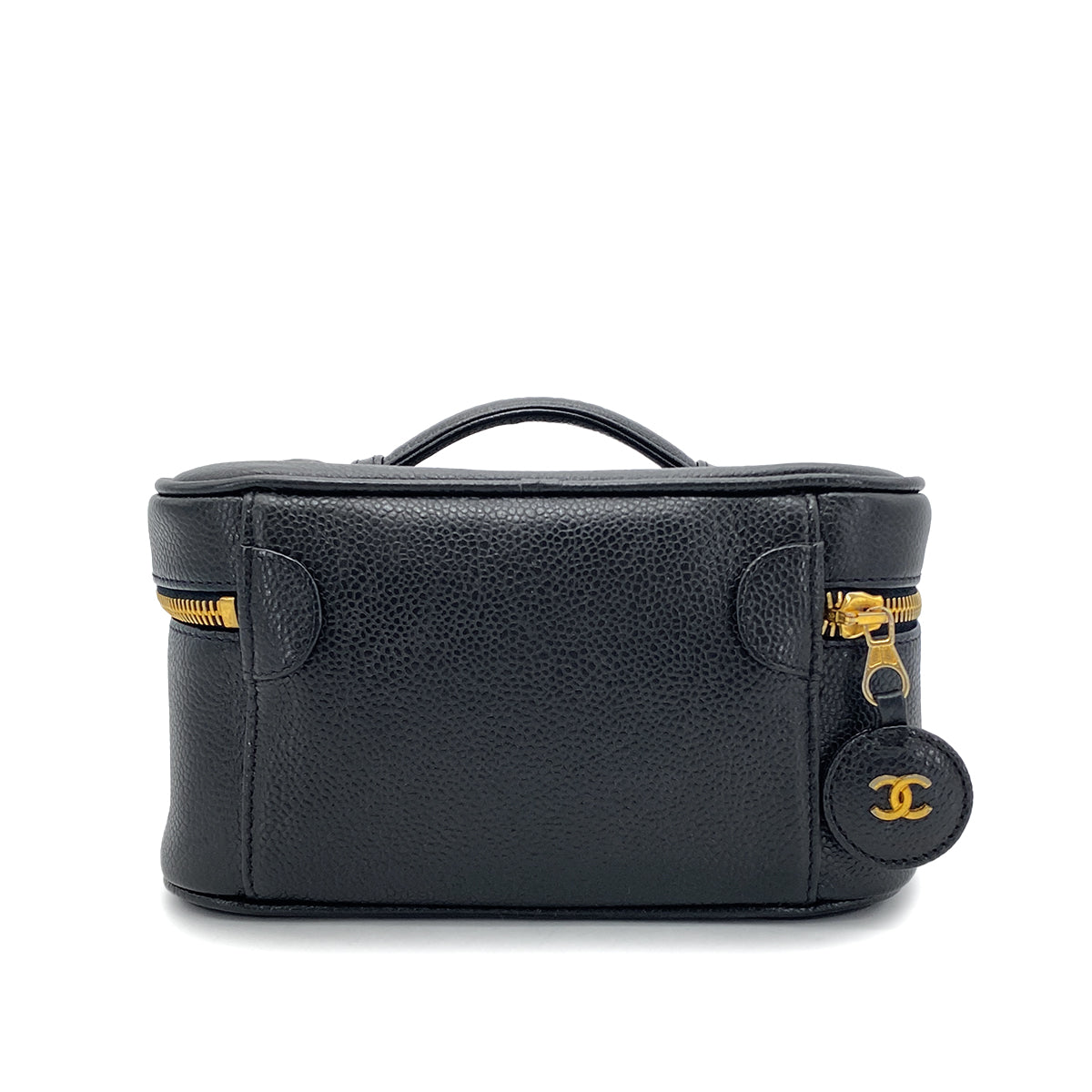 CHANEL VINTAGE VANITY HAND BAG BLACK CAVIAR SKIN 90270395