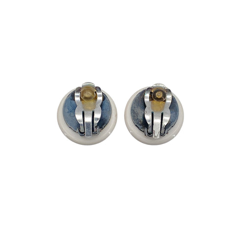 CHANEL VINTAGE EARRINGS ROUND COCOMARK BLACK WHITE ACCESSORY 96P 90270764 - PURPOSE