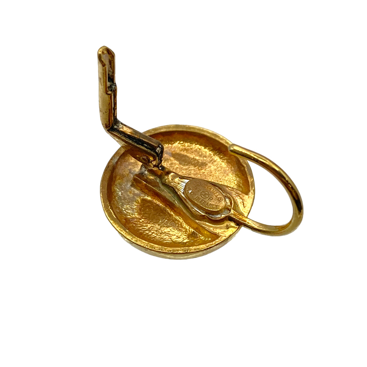 CHANEL VINTAGE EARRINGS COCOMARK ROUND GOLD ACCESSORY 97P 90270768