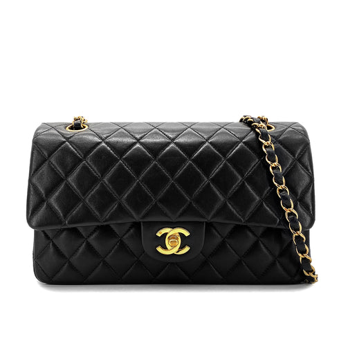 CHANEL VINTAGE CLASSIC FLAP MEDIUM CHAIN SHOULDER BAG BLACK LAMB SKIN 90270796 - PURPOSE
