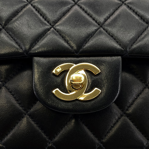 CHANEL VINTAGE CLASSIC FLAP MEDIUM CHAIN SHOULDER BAG BLACK LAMB SKIN 90270796 - PURPOSE