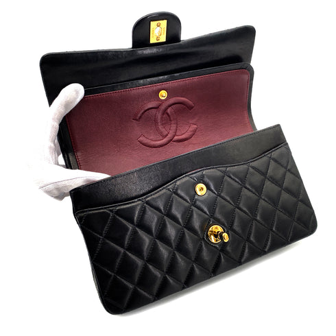 CHANEL VINTAGE CLASSIC FLAP MEDIUM CHAIN SHOULDER BAG BLACK LAMB SKIN 90270796 - PURPOSE