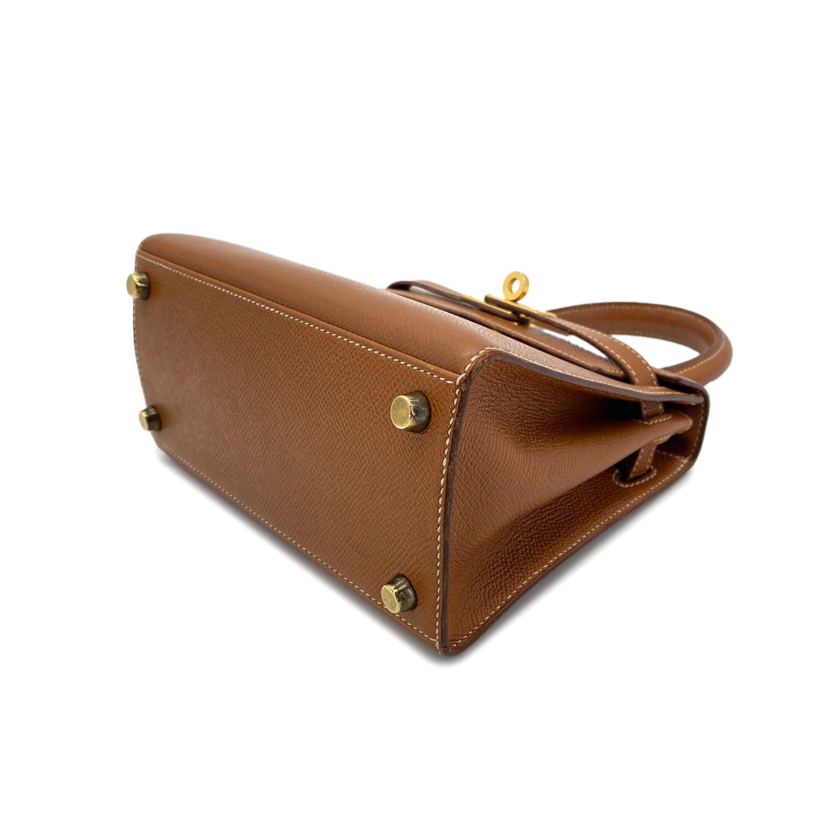 HERMES MINI KELLY 20 SELLIER GOLD COUCHEVEL SHOULDER BAG V GHW 90270798