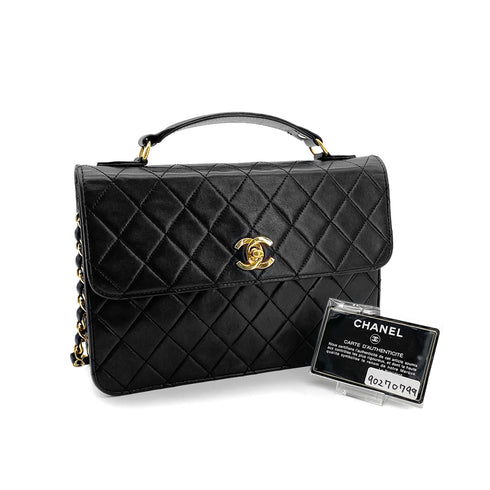 CHANEL VINTAGE MATELASSE 2WAY CHAIN SHOULDER BAG BLACK LAMB SKIN 90270799 - PURPOSE