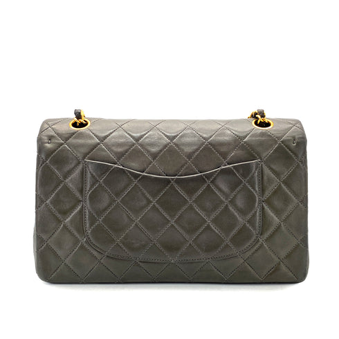 CHANEL VINTAGE CLASSIC FLAP MEDIUM CHAIN SHOULDER BAG GRAY LAMB SKIN 90270801 - PURPOSE