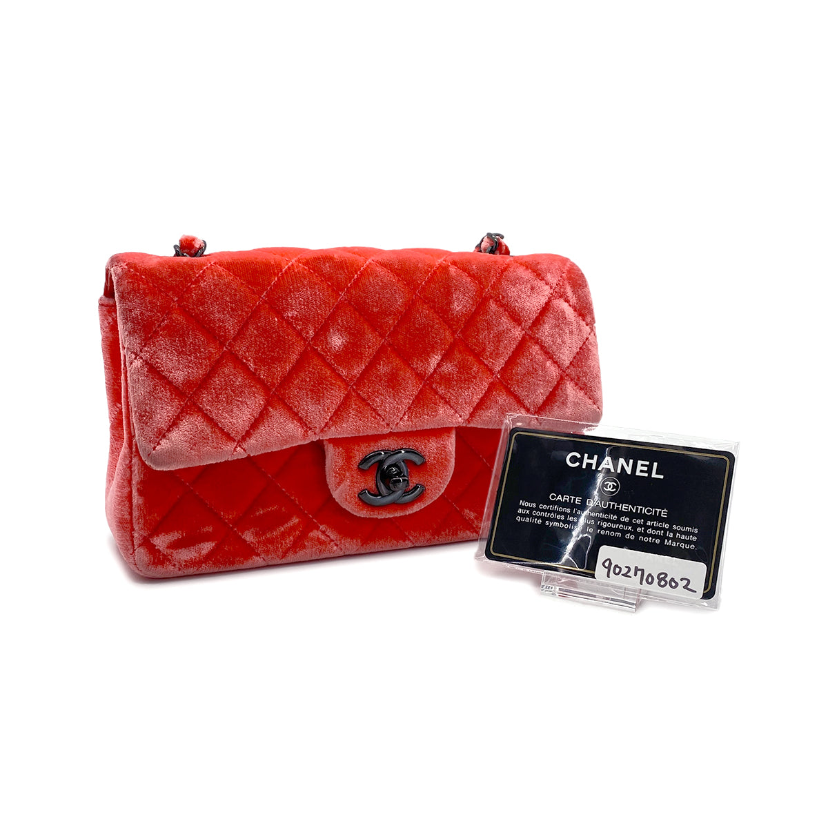 CHANEL MINI MATELASSE CHAIN SHOULDER BAG RED VELOR 90270802