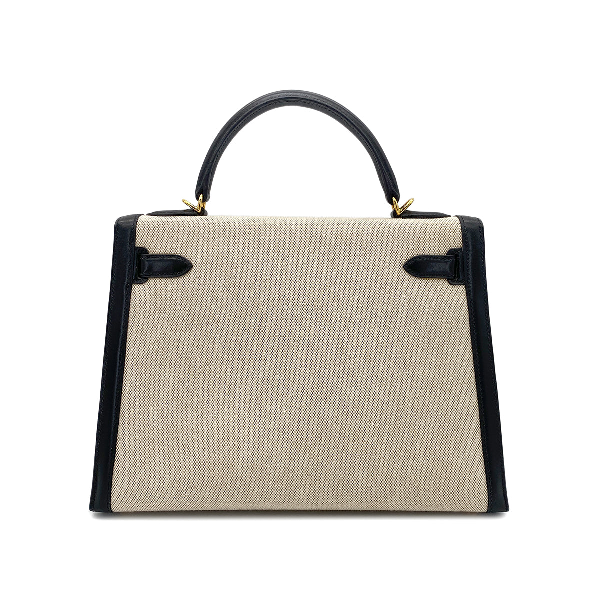 HERMES KELLY 32 BLACK BOXCALF TOILE H HAND SHOULDER BAG GHW □H 90270805