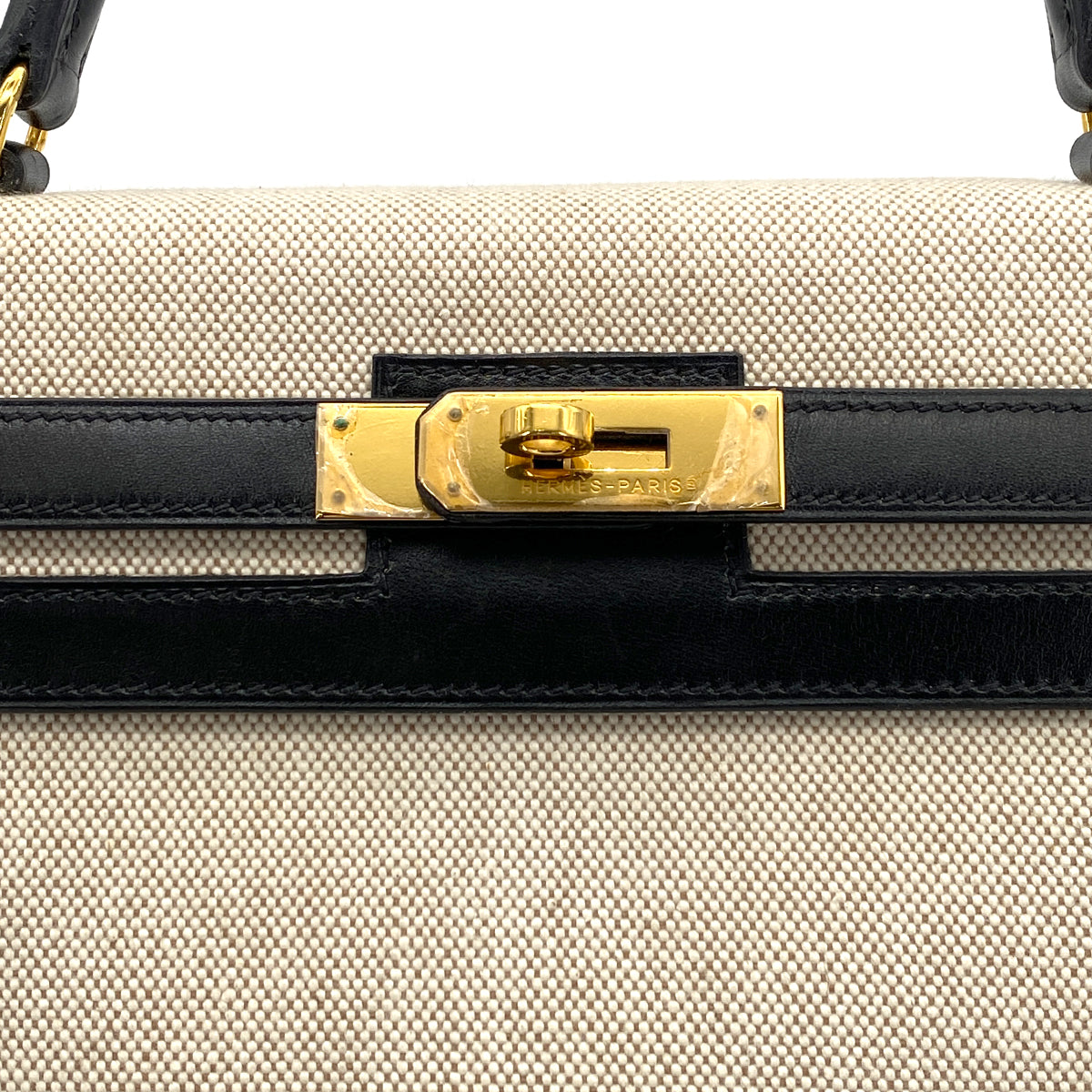 HERMES KELLY 32 BLACK BOXCALF TOILE H HAND SHOULDER BAG GHW □H 90270805