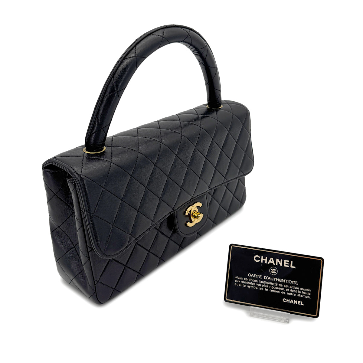 CHANEL VINTAGE PARENT-CHILD BAG PARENTS ONLY BLACK LAMB SKIN 90270847