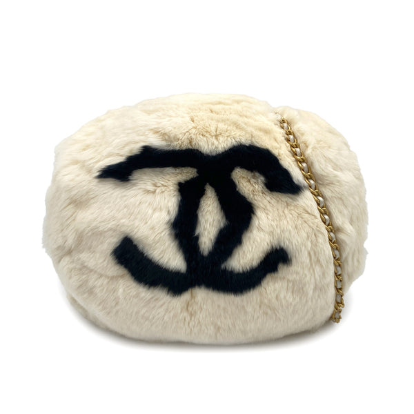 CHANEL VINTAGE LAPINFUR COCOMARK ARM WARMER CHAIN SHOULDER BAG WHITE FUR 90270848 - PURPOSE
