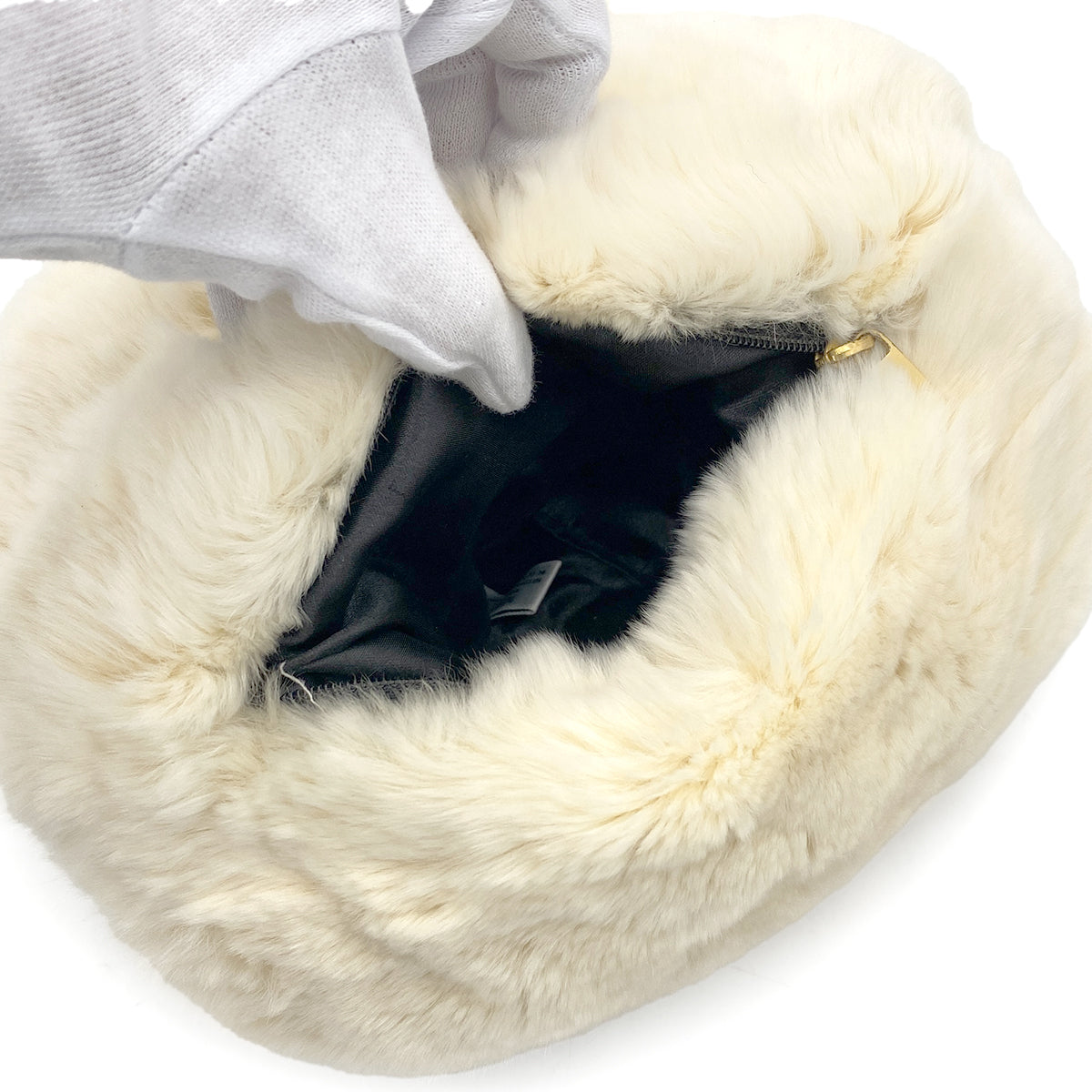 CHANEL VINTAGE LAPINFUR COCOMARK ARM WARMER CHAIN SHOULDER BAG WHITE FUR 90270848