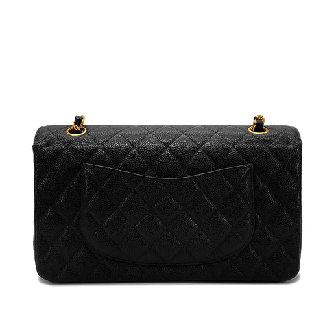 CHANEL VINTAGE CLASSIC FLAP MEDIUM CHAIN SHOULDER BAG BLACK CAVIAR SKIN 90270850 - PURPOSE