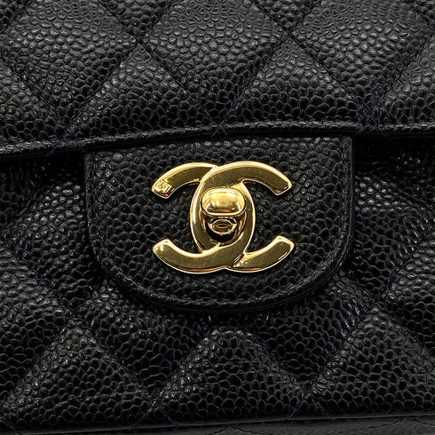 CHANEL VINTAGE CLASSIC FLAP MEDIUM CHAIN SHOULDER BAG BLACK CAVIAR SKIN 90270850 - PURPOSE
