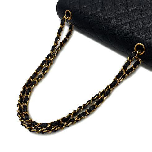 CHANEL VINTAGE CLASSIC FLAP MEDIUM CHAIN SHOULDER BAG BLACK CAVIAR SKIN 90270850 - PURPOSE