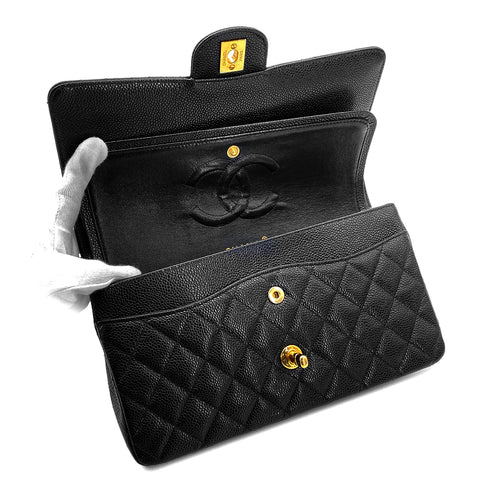 CHANEL VINTAGE CLASSIC FLAP MEDIUM CHAIN SHOULDER BAG BLACK CAVIAR SKIN 90270850 - PURPOSE