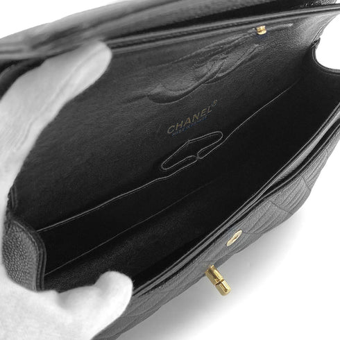 CHANEL VINTAGE CLASSIC FLAP MEDIUM CHAIN SHOULDER BAG BLACK CAVIAR SKIN 90270850 - PURPOSE