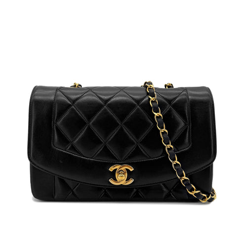 CHANEL VINTAGE DIANA SMALL CHAIN SHOULDER BAG BLACK LAMB SKIN 90270854 - PURPOSE