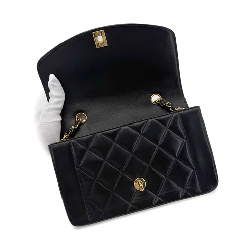 CHANEL VINTAGE DIANA SMALL CHAIN SHOULDER BAG BLACK LAMB SKIN 90270854 - PURPOSE