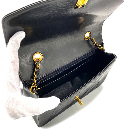 CHANEL VINTAGE DIANA SMALL CHAIN SHOULDER BAG BLACK LAMB SKIN 90270857 - PURPOSE