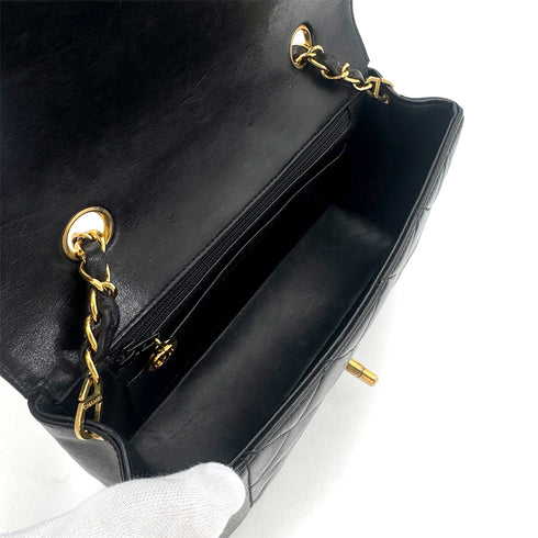 CHANEL VINTAGE DIANA SMALL CHAIN SHOULDER BAG BLACK LAMB SKIN 90270872 - PURPOSE