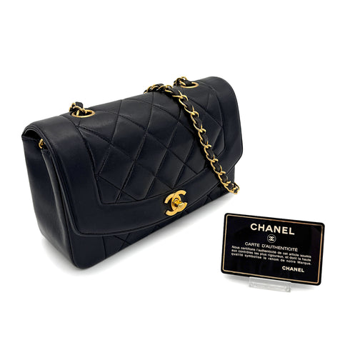 CHANEL VINTAGE DIANA SMALL CHAIN SHOULDER BAG BLACK LAMB SKIN 90270872 - PURPOSE
