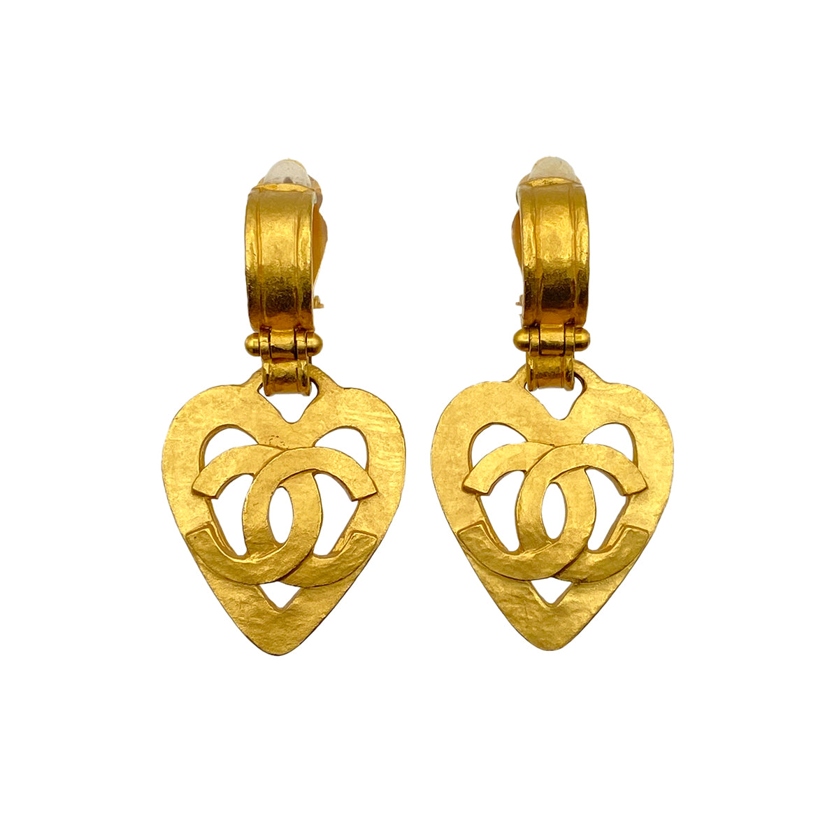 CHANEL VINTAGE EARRINGS HEART COCOMARK ACCESSORY 95P 90271278