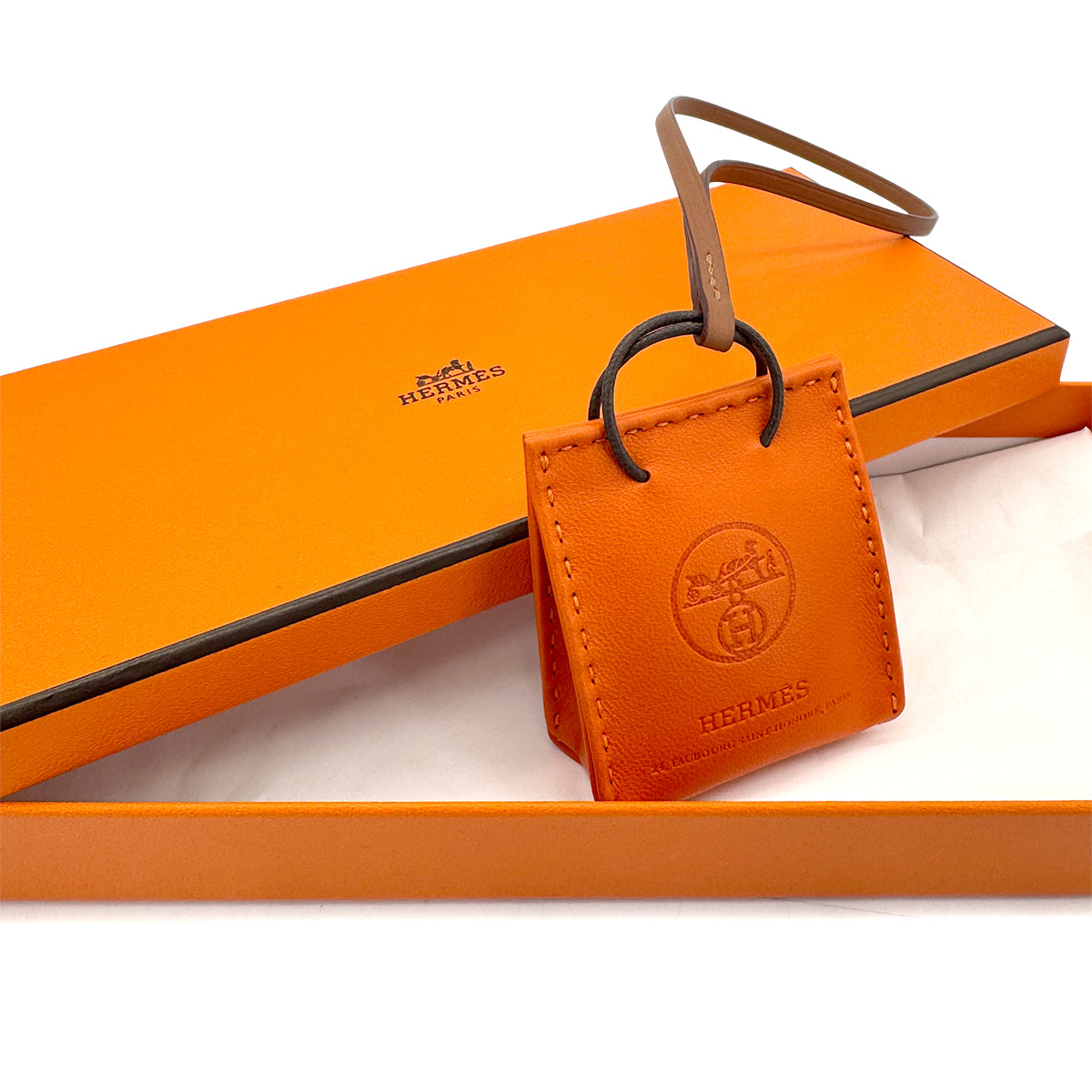 HERMES SAC ORANGE BAG CHARM AGNEAU MILO FEU ORANGE 90271282