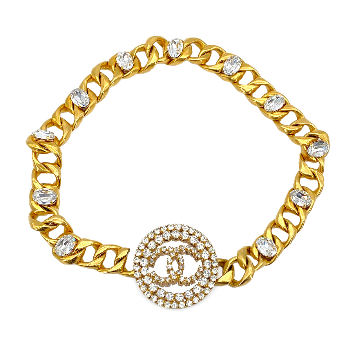 CHANEL VINTAGE CHAIN BELT COCOMARK RHINESTONE ACCESSORY 95P 90271284