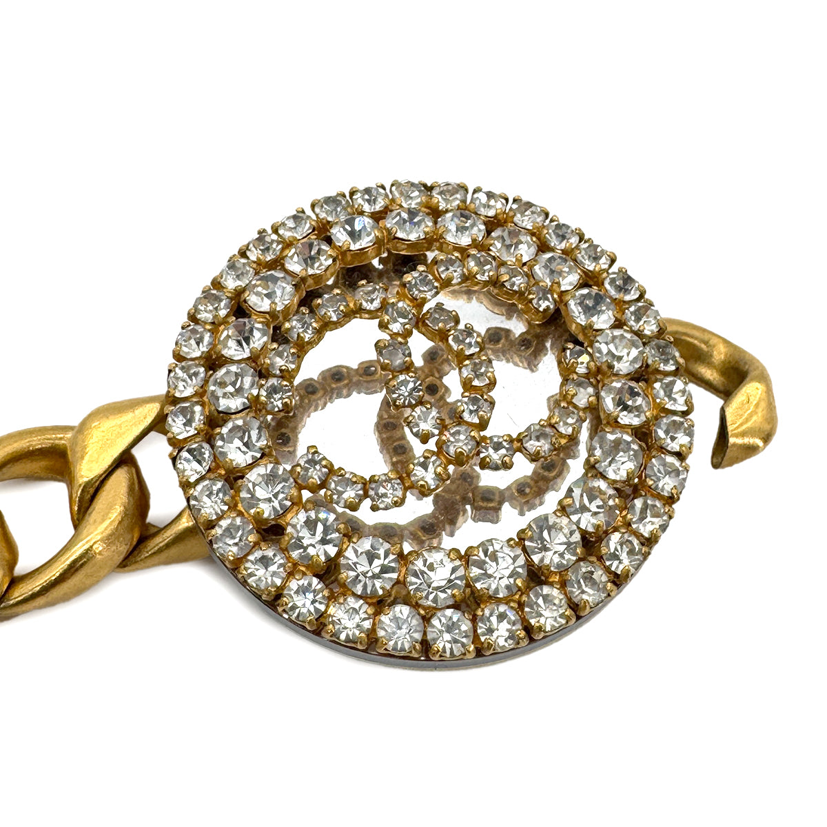 CHANEL VINTAGE CHAIN BELT COCOMARK RHINESTONE ACCESSORY 95P 90271284