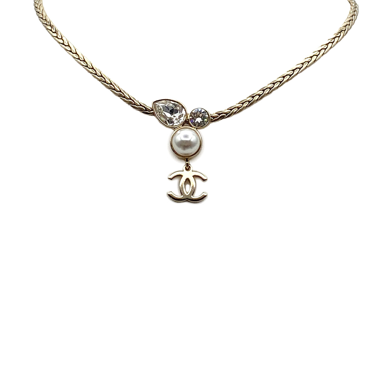 CHANEL NECKLACE COCOMARK RHINESTONE FAKEPEARL ACCESSORY A22C 90271294