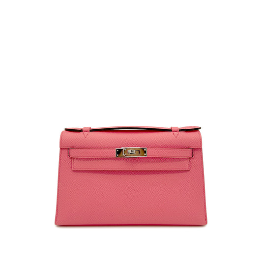 HERMES KELLY POCHETTE SELLIER ROSE AZALEE VEAU EPSOM W 90271297