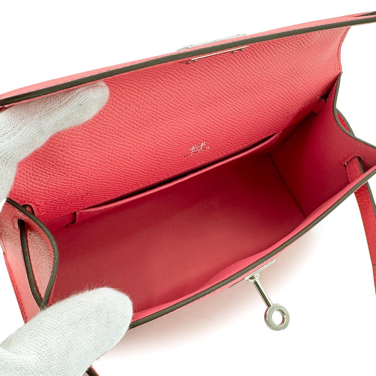 HERMES KELLY POCHETTE SELLIER ROSE AZALEE VEAU EPSOM W 90271297