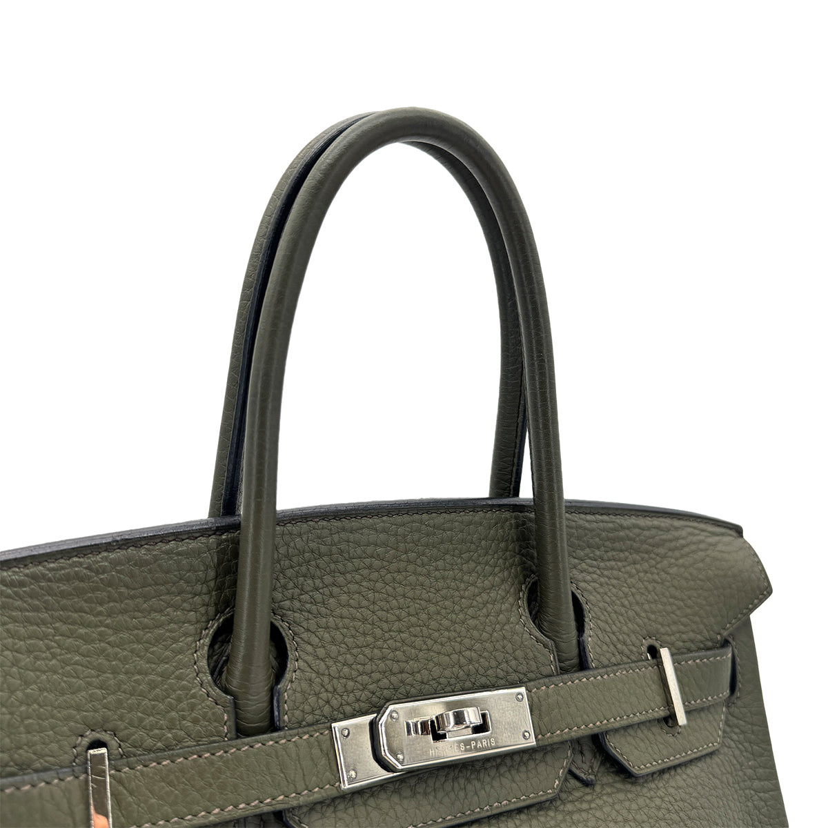 HERMES BIRKIN 30 VERT OLIVE TAURILLON CLEMENCE HAND BAG □J SHW 90271705