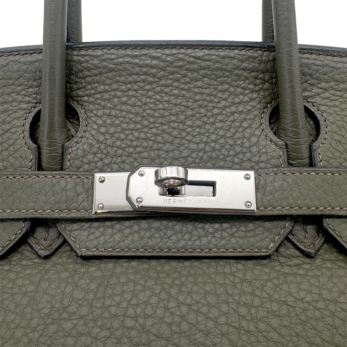 HERMES BIRKIN 30 VERT OLIVE TAURILLON CLEMENCE HAND BAG □J SHW 90271705