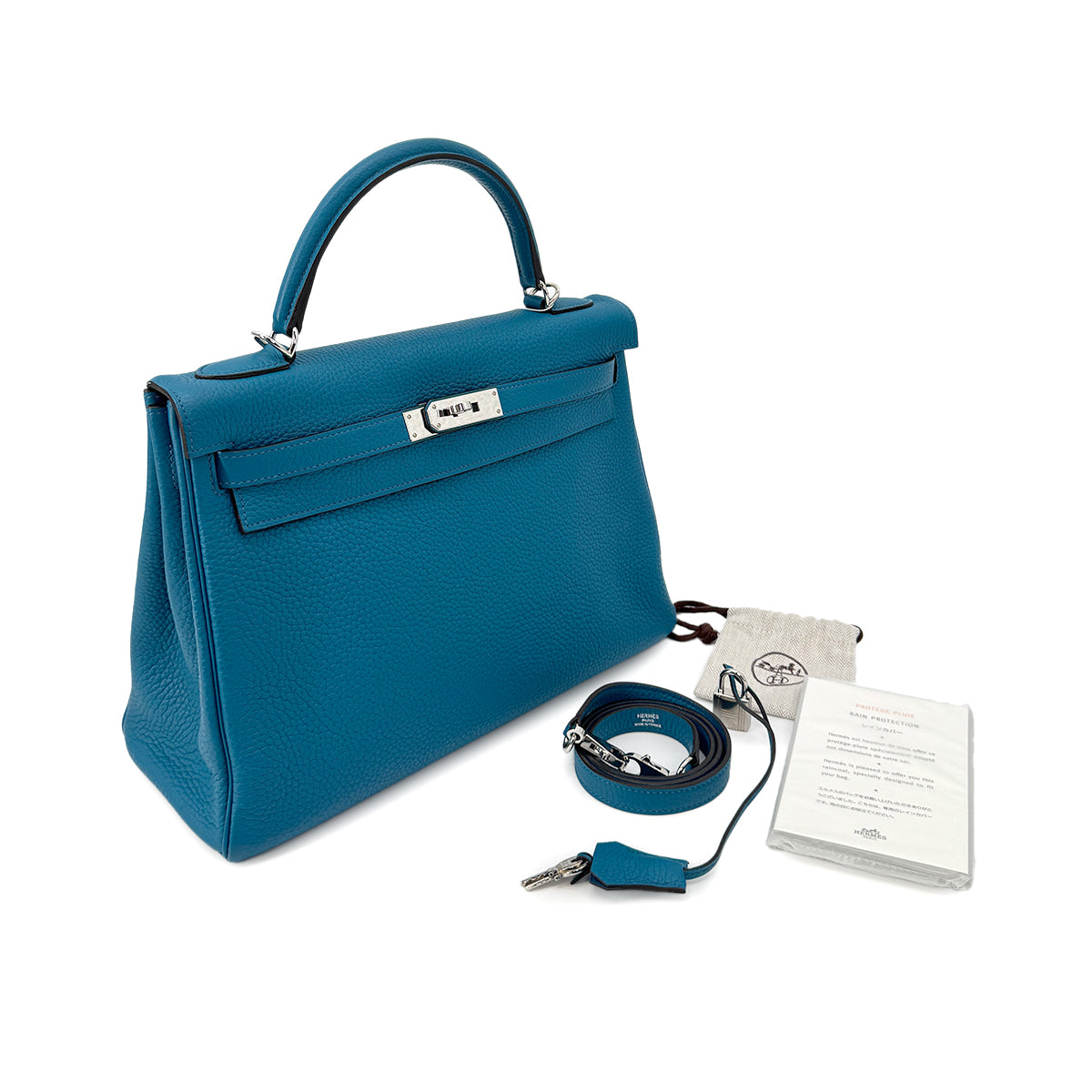 HERMES KELLY 32 RETOURNE BLEU IZMIR TAURILLON CLEMENCE HAND SHOULDER BAG T SHW 90271711