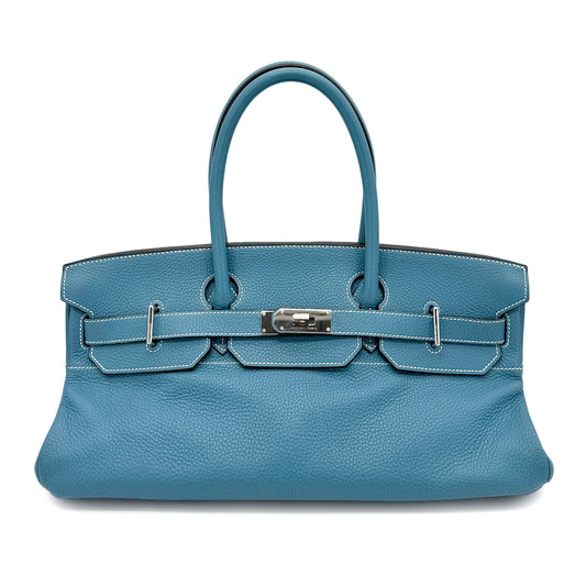 HERMES SHOULDER BIRKIN 42 BLUE JEAN TAURILLON CLEMENCE HAND BAG □J SHW 90271712