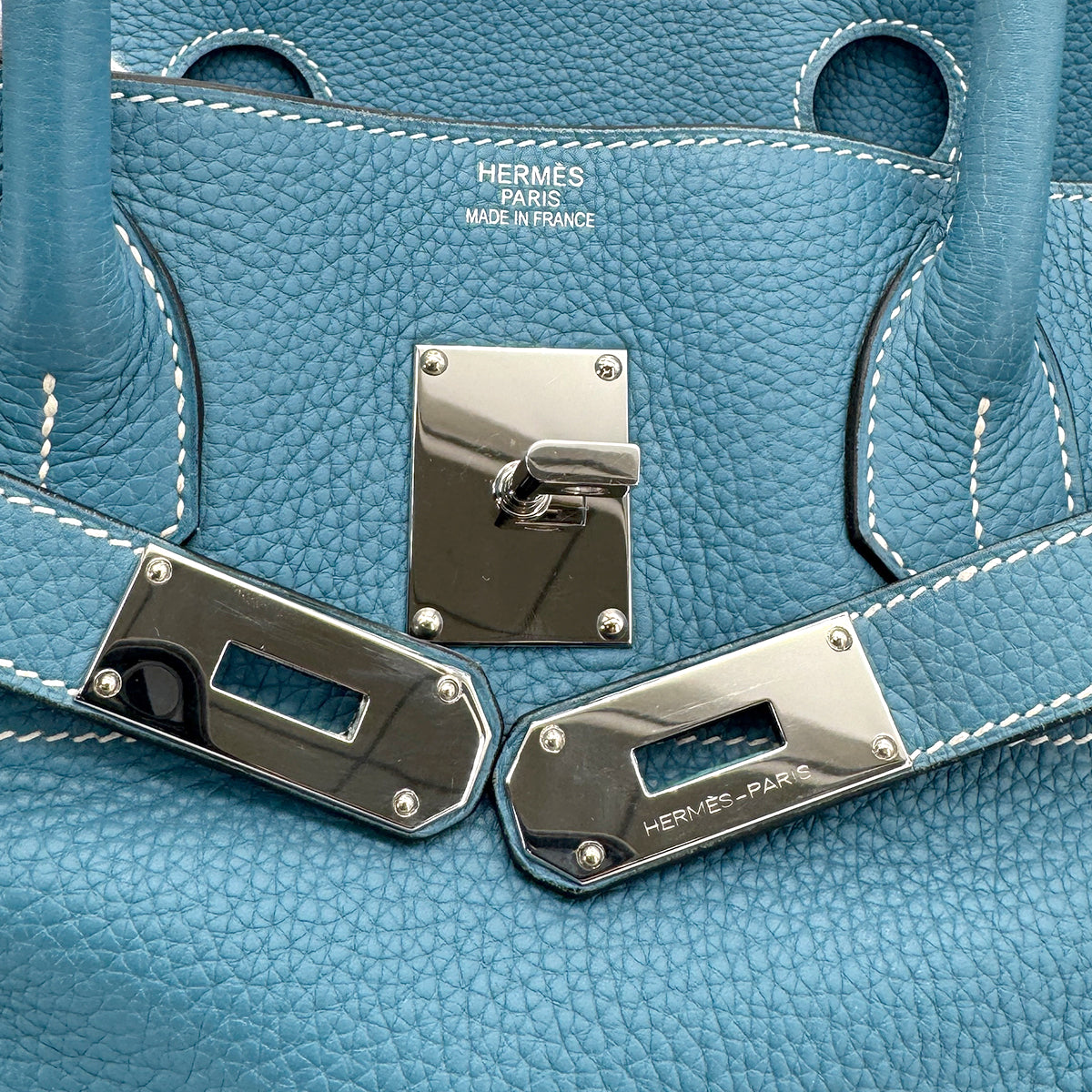 HERMES SHOULDER BIRKIN 42 BLUE JEAN TAURILLON CLEMENCE HAND BAG □J SHW 90271712